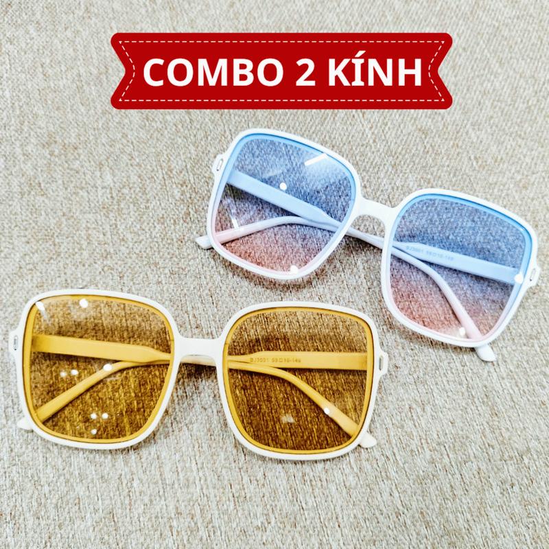 Combo 2 Kính mát nữ kiểu dáng hàn quốc, Kính râm chống tia UV400 dáng vuông D15 0