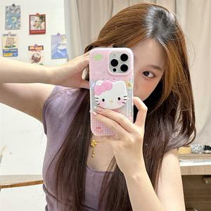 เคสโทรศัพท์ ลายสก๊อต ดีไซน์ KT สตรอเบอร์รี่ เข้ากันได้กับ Apple 16 Pro Max และ 15 Pro Max เคสกันกระแทก 13 และ 14 Pro Max สร้างสรรค์และใหม่ ความรู้สึกระดับไฮเอนด์