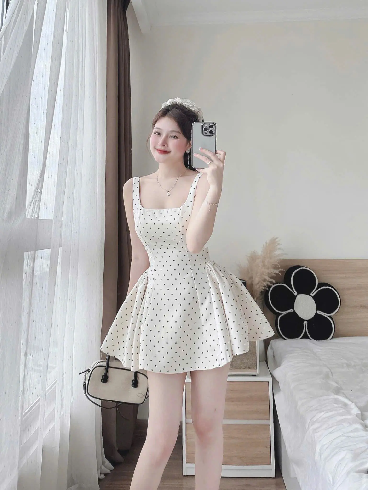Đầm Váy Nữ Tiểu Thư Chấm Bi Xòe Xinh Xắn Cho Các Nàng Diện Đi Chơi, Hẹn Hò - Thời Trang Nữ Đỏ Women