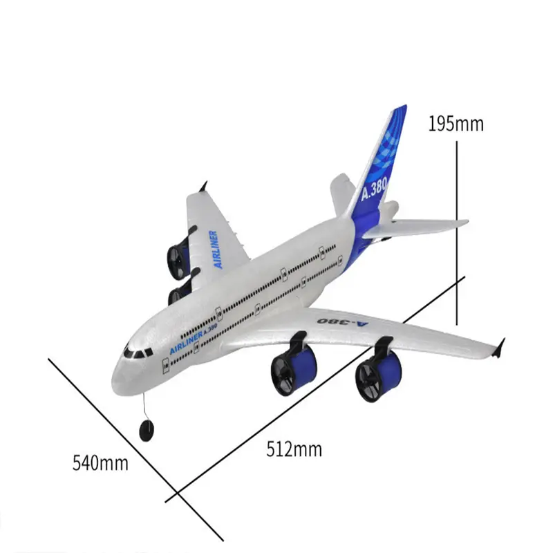 Máy bay điều khiển từ xa Boeing A380 cánh cố định ba kênh 2.4G chở khách dành cho trẻ em 8
