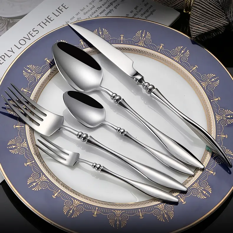 304 Stainless Steel Knife And Fork Spoon Tea Fork Tea Spoon Elegant Handle Hotel Restaurant Western Food Tableware