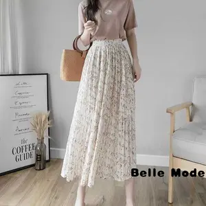 ROK 7/8 MOTIF BUNGA TERBARU LONG PLAID SKIRT KOREAN STYLE GRATIS ONGKIR BISA COD