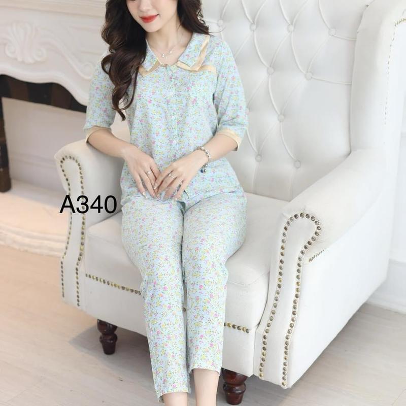 (Nhiều mẫu tay lỡ) Đồ bộ mặc nhà thiết kế cho Nữ tay lỡ quần dài vải lụa hàn mềm Áo Women Top 4