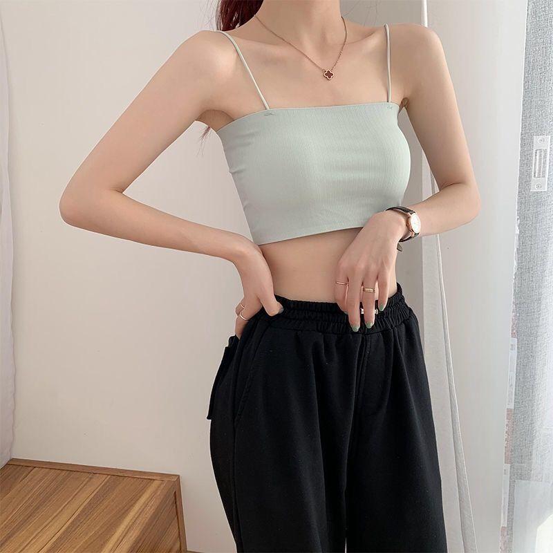 Product Introduction of Beautiful back without steel ring ice silk sling anti-glare wrap underwear female students Korean version of the bust bottoming tank top inner wear 3