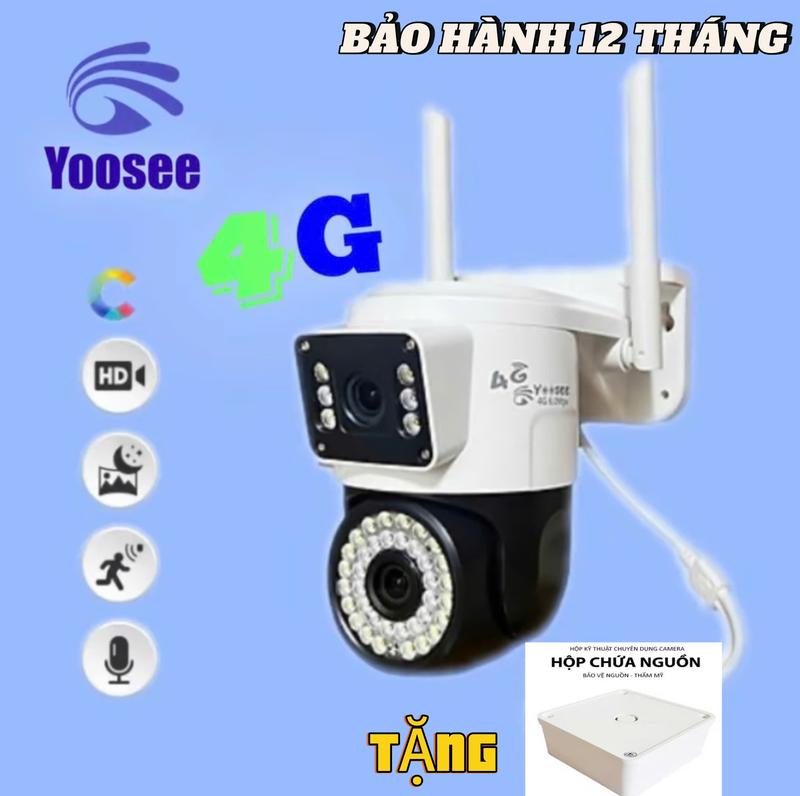(TẶNG DÂY NGUỒN DÀI 5M đơn cam + thẻ)Camera Yoosee Dùng Sim 4G Ngoài Trời Xem 2 Khu Vực-Độ Phân Giải 8MP-Hình Ảnh Sắc Nét-Có Báo Động- Đèn Led Hỗ Trợ Màu Về Đêm (Không hỗ trợ kết nối WIFI)