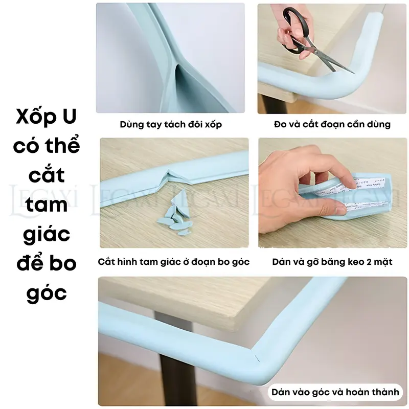 Cuộn mút xốp nhiều màu bọc góc bàn chữ U bo góc bảo vệ em bé tránh va chạm trầy xước Legaxi 5