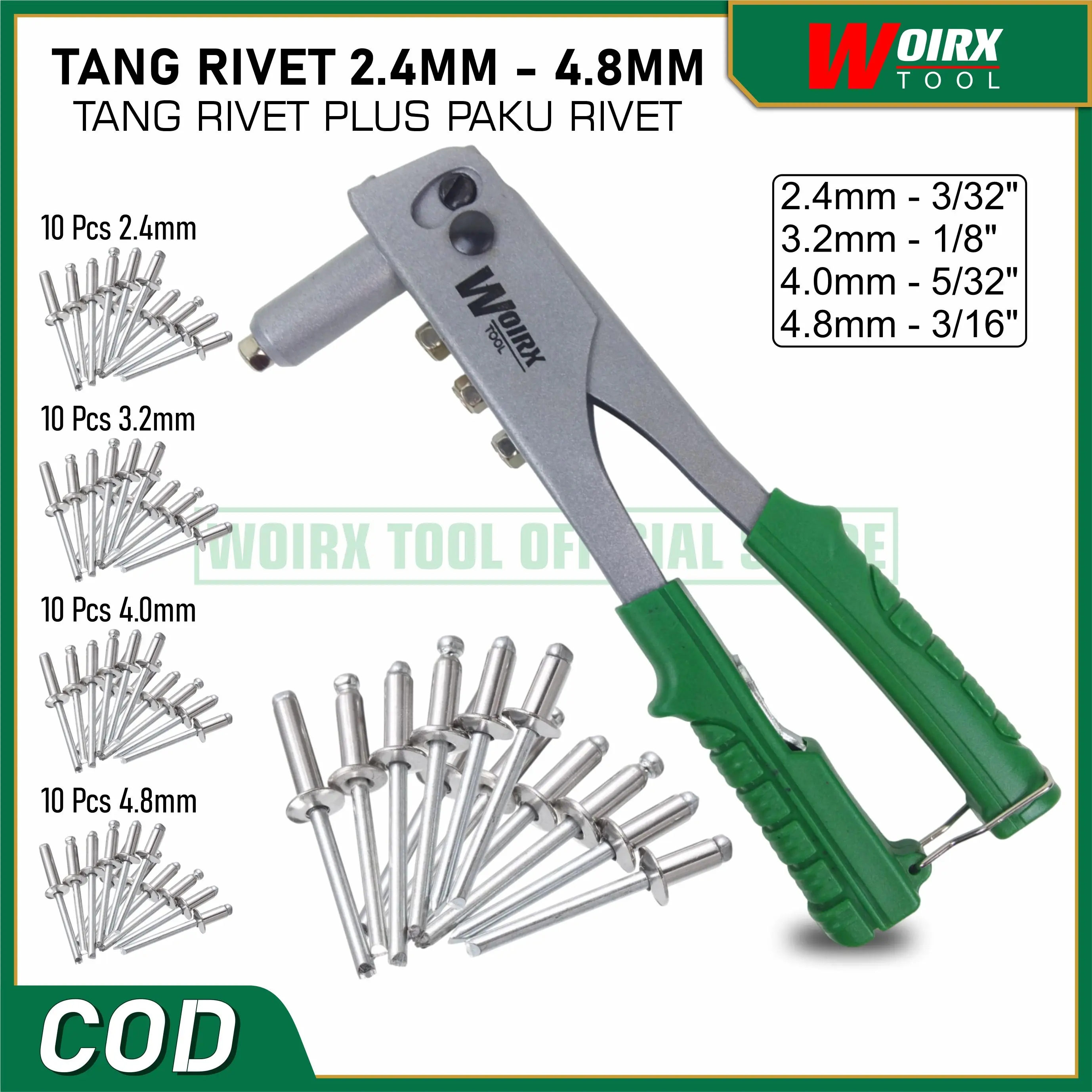 WOIRX TOOL Tang Rivet Tang Ripet Hand Riveter 2.4mm - 4.8mm