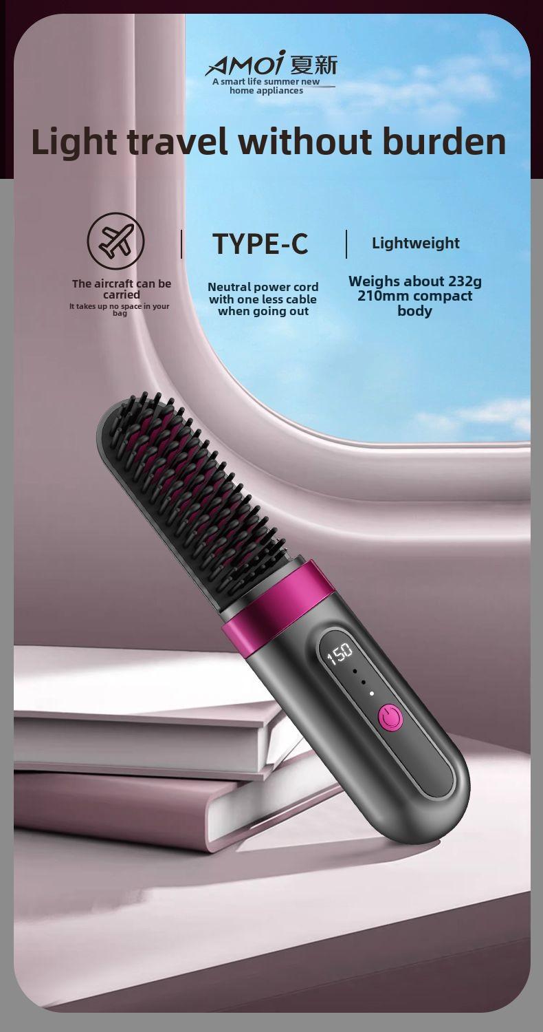 Product Introduction of Xia Xin Hair Straightener Brush Wireless Charging Hair Comb Negative Ion Straightener Portable Electric Comb 2