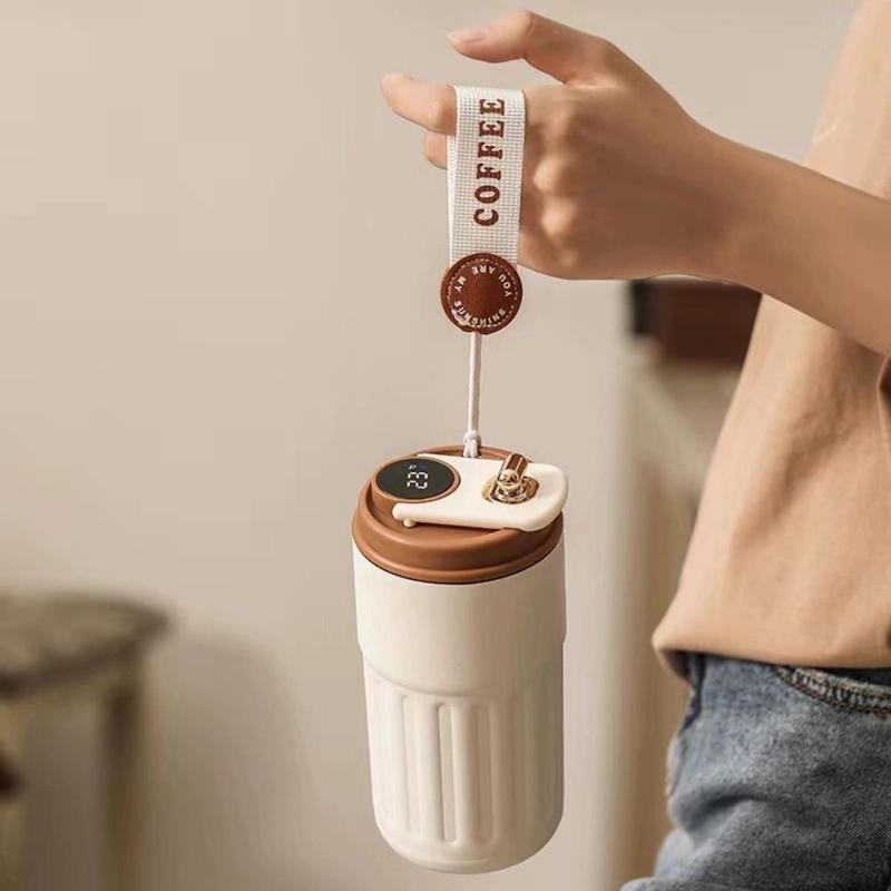 Product Introduction of Portable Temperature Display Insulated Coffee Mug, Vacuum Insulated Bottle with Strap, Tumbler Cups, Sports Water Bottle, Drinkware for Home Office Travel, Christmas Gift 8