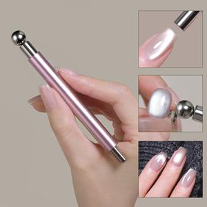 2025 Cristal de vidrio Ojo de gato Arte de uñas Perla redonda Barra magnética de acero Imán de doble cabeza grande Multifunción Piedra magnética Esmalte de uñas Herramienta magnética Herramienta especializada para salón de uñas