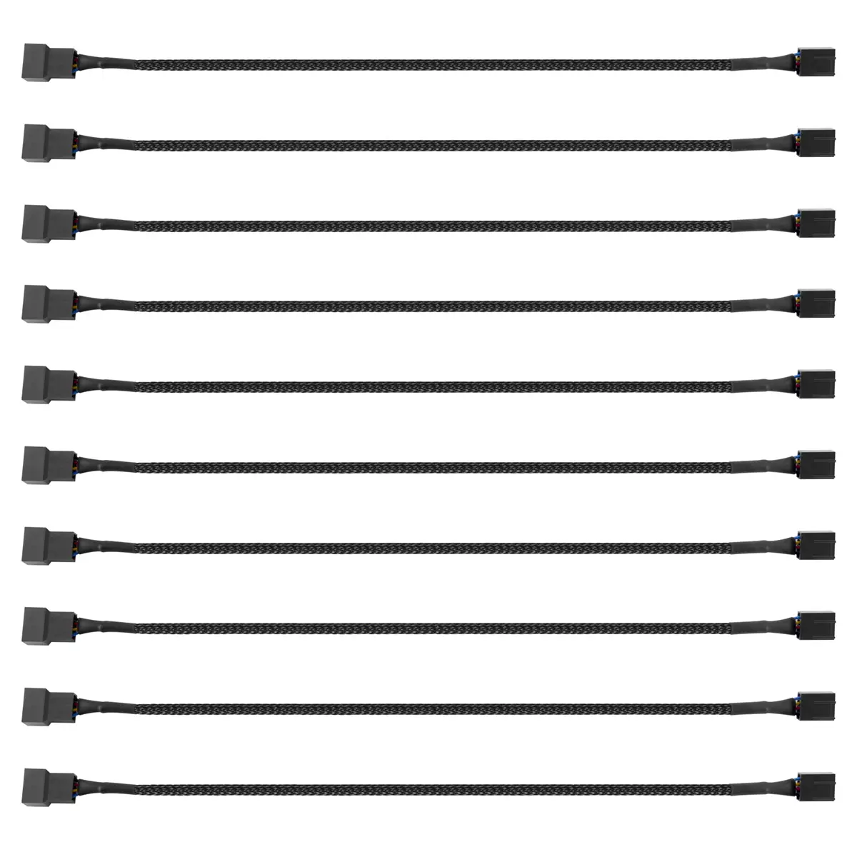 10PCS 4 Pin PWM Fan Extension Power Cable Connector Case Male to Female Extending Cables Compatible with 4 Pin/3Pin Fan