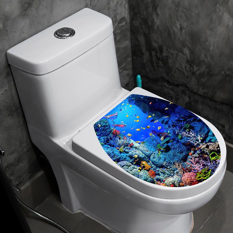 1pcs 3D Toilet Seat Wall Sticker Art Wallpaper Bathroom Decals Self-adhesive Removable Toilet Lid Sticker Home Decor Accessories 4