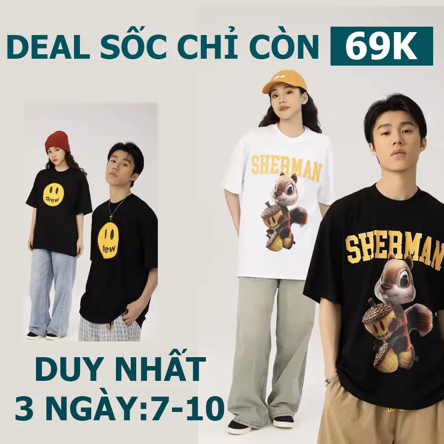 Áo thun Mặt Cười basic tay lỡ form rộng unisex OneZ màu Đen Trắng