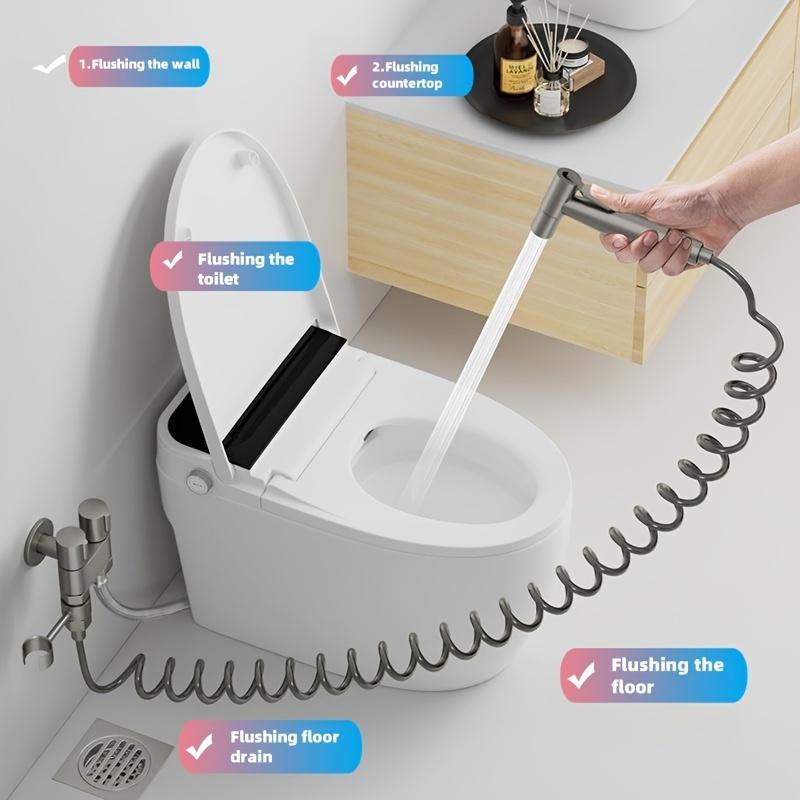 Product Introduction of Toilet Airbrush, Portable Bathroom Double Water Valve Cleaning Airbrush, Multipurpose Cleaning Airbrush for Flushing Floor Drain Toilet Washer Wall 3