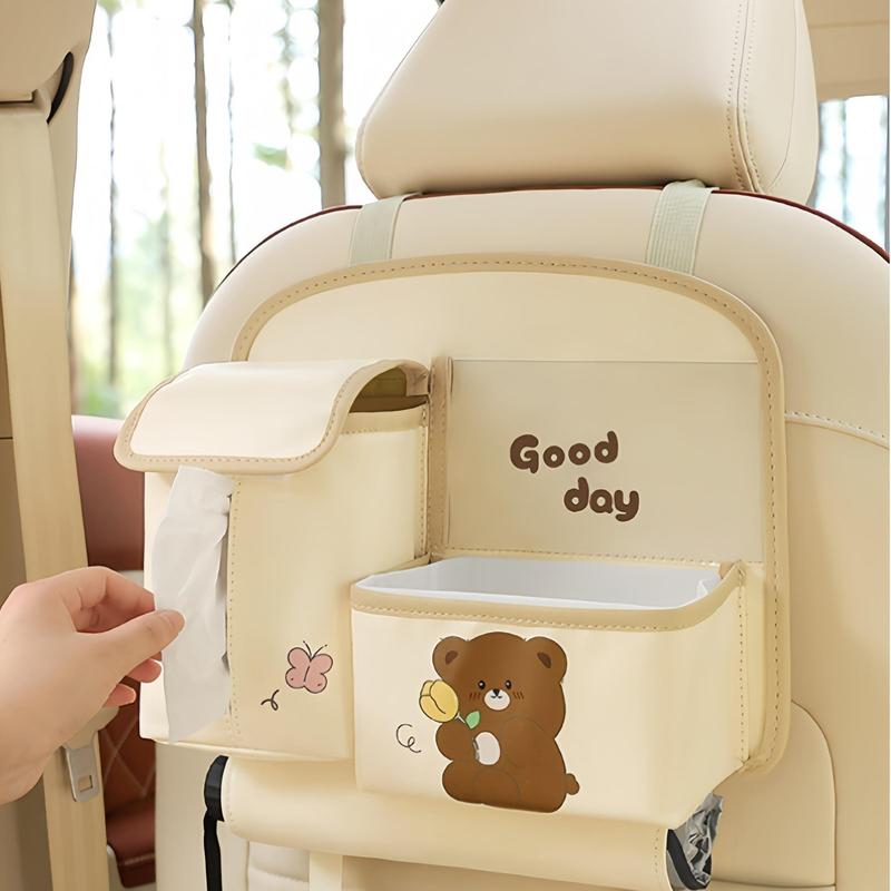 Product Introduction of Cartoon Pattern Car Seat Back Storage Bag, Multifunctional Car Seat Back Organizer, Car Interior Accessories for Car Stowing & Tidying 2