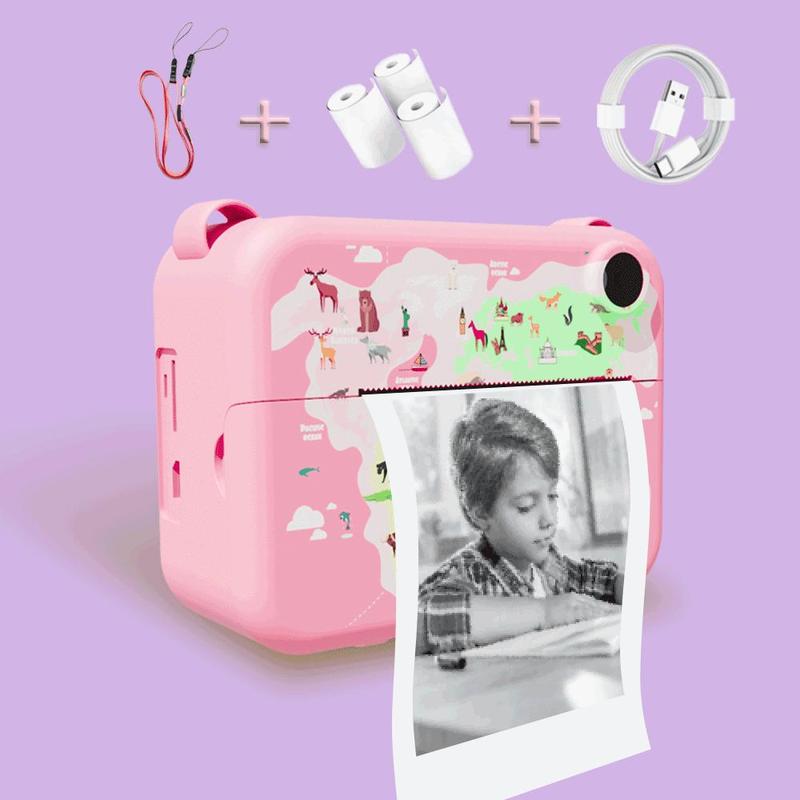 Instant Print Camera for Kids, 1 Set Selfie Digital Camera with 3 Rolls Print Paper & Lanyard, High Definition Video Camera, Portable Printer, Kids Toys, Teenage Boy Gift, Thanksgiving Gift Set, Stocking Filler, Valentine's Day Gift, Photographic Kit 5