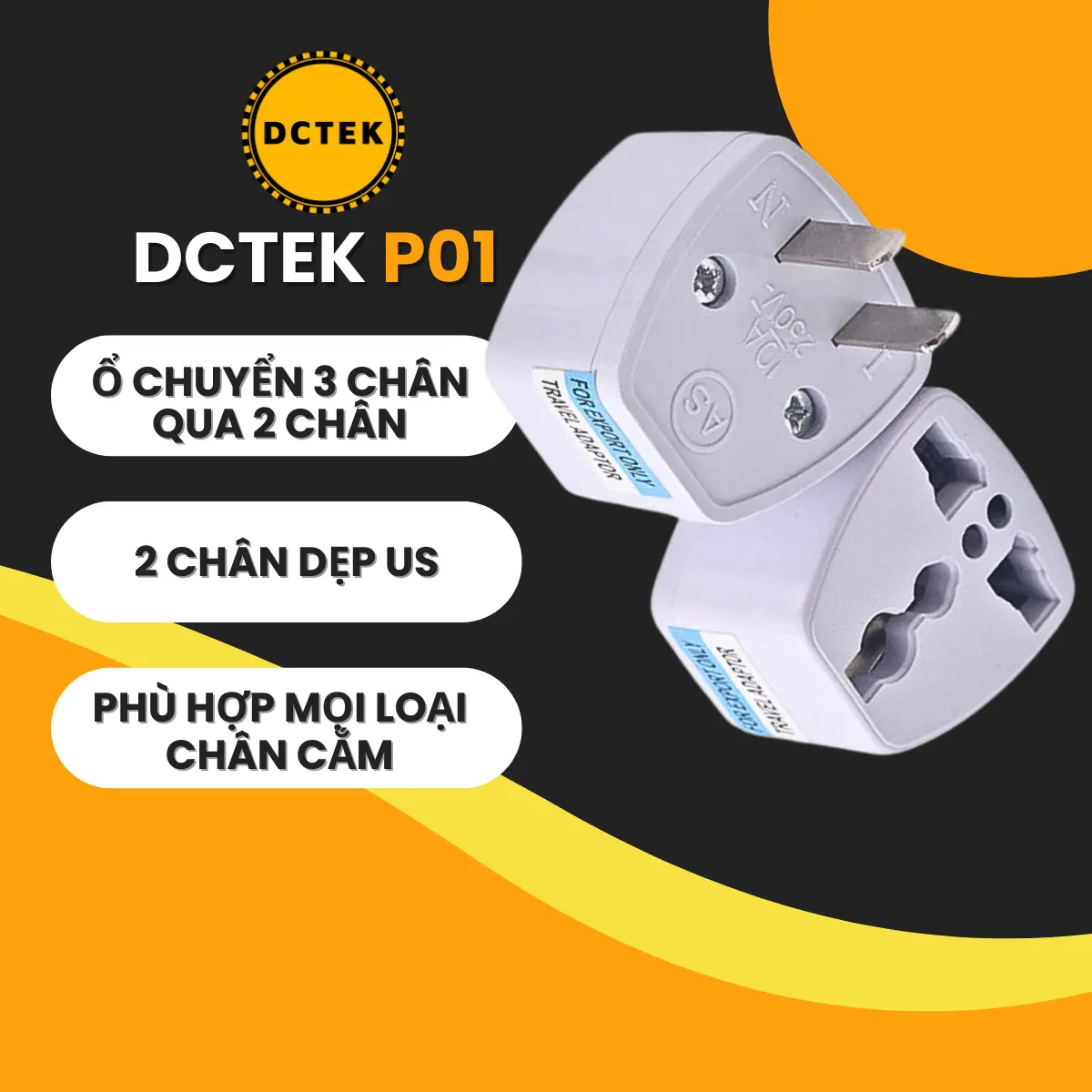 Phích cắm ổ cắm điện đa năng chuyển đổi đầu 3 chân sang 2 chân nguồn 220V thông thường thiện lợi. ( plug goneo vn thông minh gắn tường )
