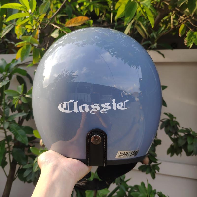 HELM BOGO RETRO DEWASA JM CLASSIC GREY PASTEL GLOSSY CLASSIC POLOS SNI Motorcycle 2