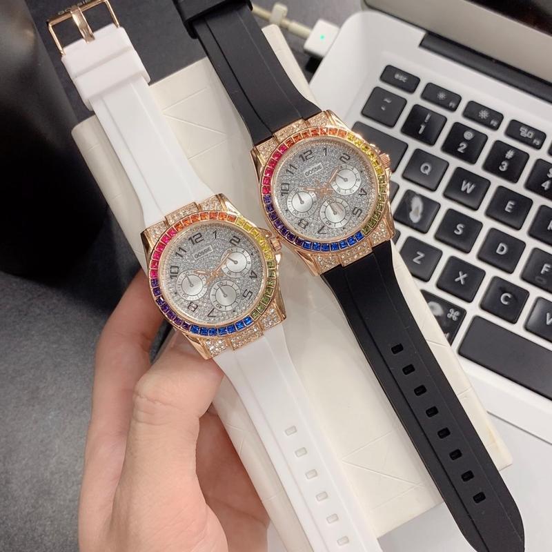 Đồng Hồ Nữ GS Viền Đá Lục Sắc 2 Màu Lựa Chọn: Đen, Trắng Women Watch Đeo Tay Sen