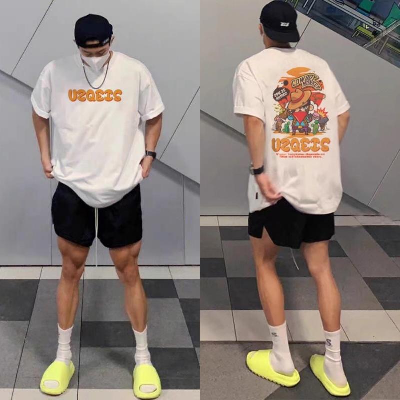 Áo Thun Đường Phố Họa Tiết Trừu Tượng Dành Cho Nam Giới Phong Cách Hiphop Áo Phông Bản To 2025 Phong Cách Mùa Hè Đô Thị Mỹ In Hình Độc Đáo ngắn Tay Áo