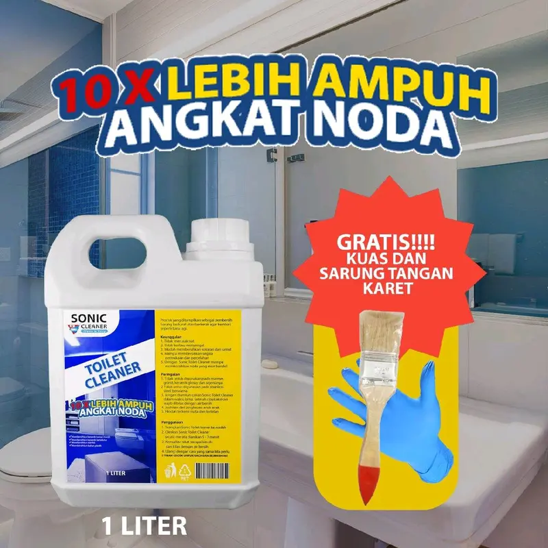 SONIC Toilet Cleaner pembersih kerak toilet keset kamar Pembersih Noda Kerak Toilet Kloset 1 Liter Produk 100% original ampuh Pembersih Kerak Toilet Kemasan 1 Liter / Keramik / Kran / Stainless / Kloset / Cairan Ajaib By Sonic Shower 1
