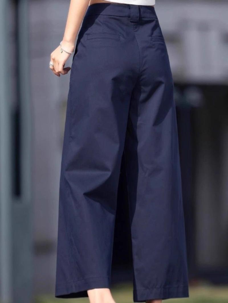 Product Introduction of Tencel Wide-Leg Pants for Women, Summer Thin Style, Slimming High-Waisted Straight Pants, Petite Eight-Point Loose Casual Nine-Point Pants 1