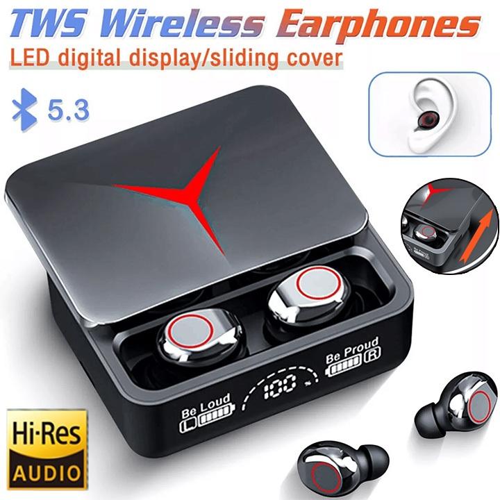  M90 Tai nghe không dây TWS có nắp trượt tai nghe chơi game Bluetooth 5.3 tai nghe thể thao âm thanh nổi 
