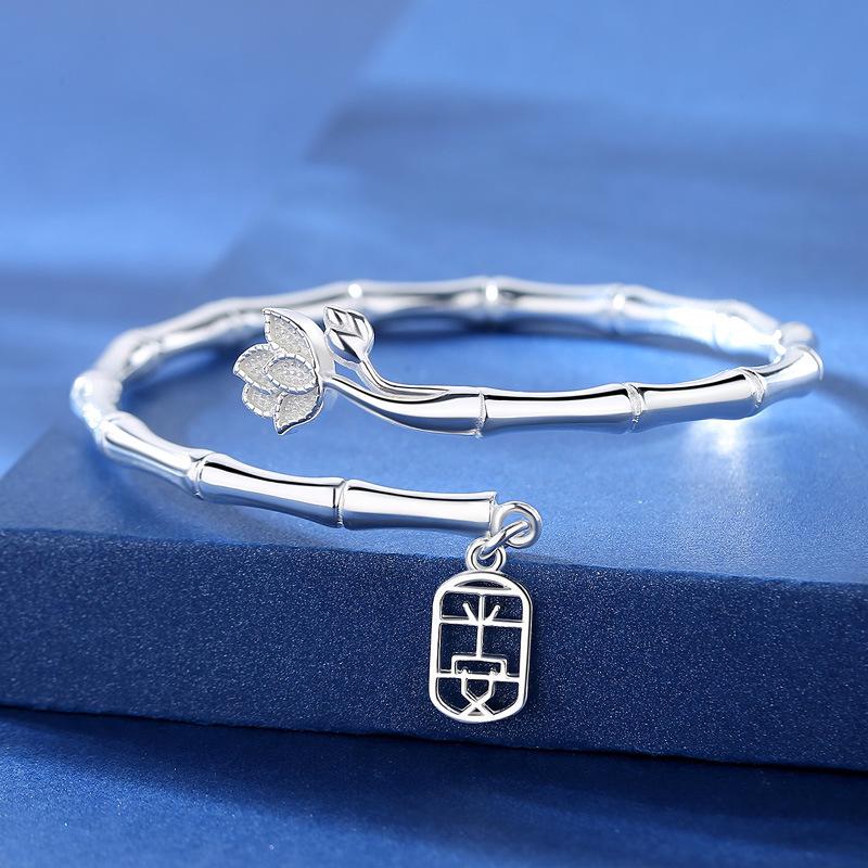 Product Introduction of Tay Vịn Tắm Bằng Tre,  Sterling 925, Kích Thước Miễn Phí, Với Quyến Rũ "Nhu Y", Hòa Bình Sang Trọng 6