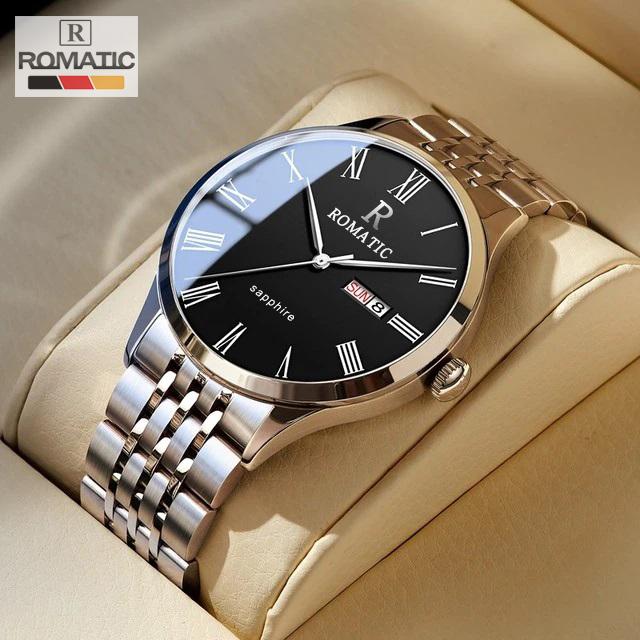Đồng hồ Nam ROMATIC R8871 Đơn Giản Sang Trọng, Khóa Bướm, Dây Thép Cao Cấp