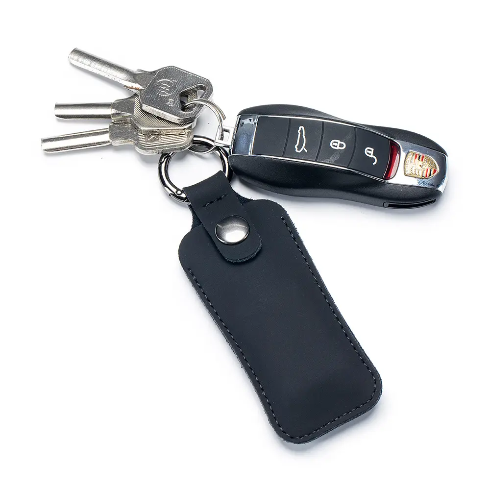 Leather Mini Keychain Data Cable Storage Protective Cover Net Silver U Shield Cover Thickened Anti-Lost Car Key Ring
