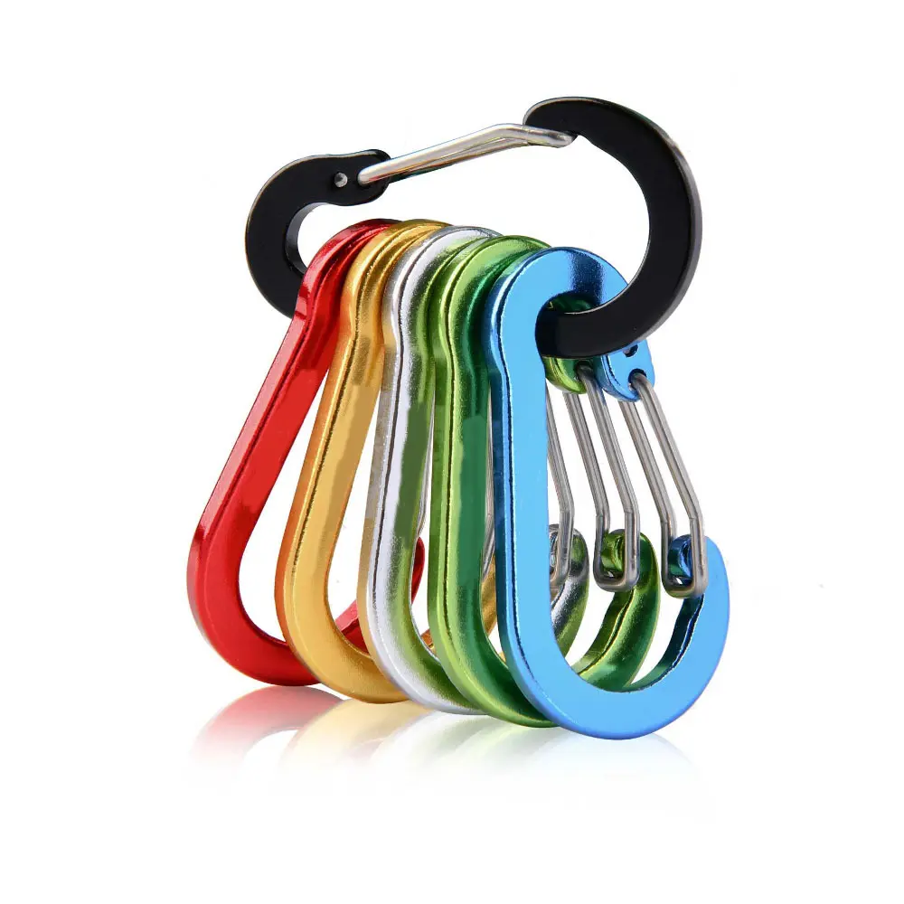 6pcs Gantungan Carabiner Aluminium Alloy Snap Clip Lock - Tali karabiner Stainless Steel Outdoor