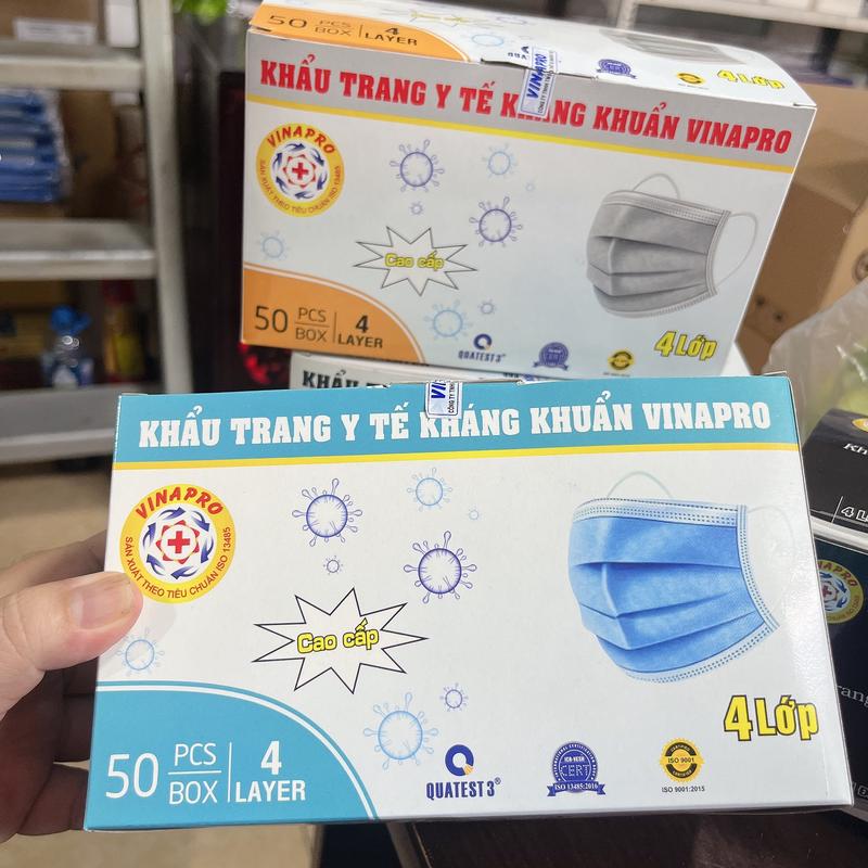 Hộp 50 cái Khẩu trang y tế 4 lớp Vinapro giấy lọc kháng khuẩn, ôm mặt quai mềm không đau tai. 5