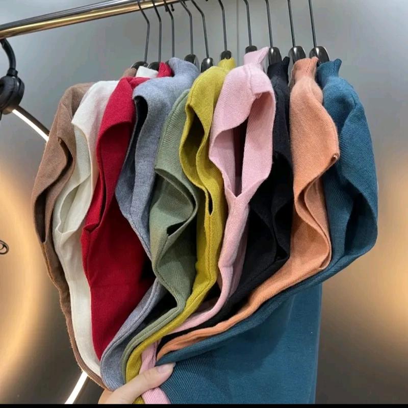 Áo len cổ cao tay hến QC cho phụ nữ, phom xuông, mềm mịn, đa dạng màu sắc