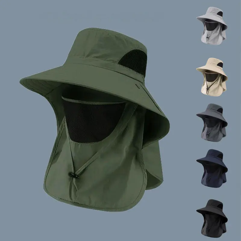 Topi Baldi, Perlindungan Matahari dan Pelindung Leher, Rekaan Sehelai, Sesuai untuk Memancing dan Mendaki, Luaran, Bernafas, Kalis Angin, Saiz Besar, Topi