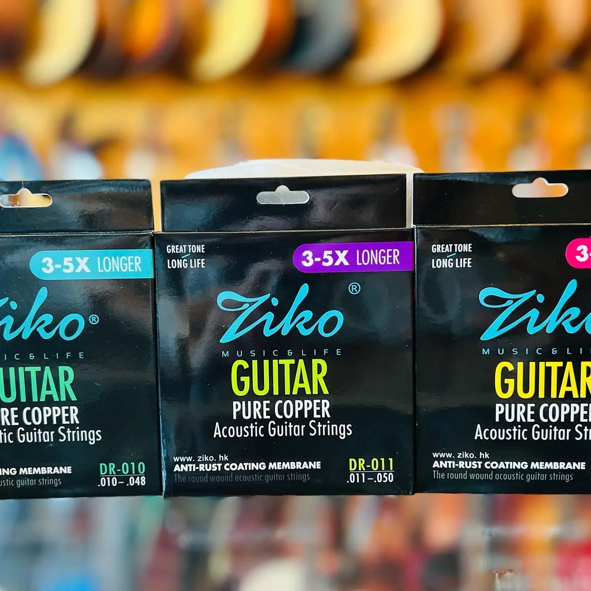 สายกีต้าร์โปร่ง ZIKO Acoustic Guitar String Pure Copper 34-5X Longer เคลือบสารต้านสนิม Anti Rust Coating Membrane สินค้าพร้อมส่ง ถ่ายจากรูปจริงๆนะคะ มีครบทุกสาย
