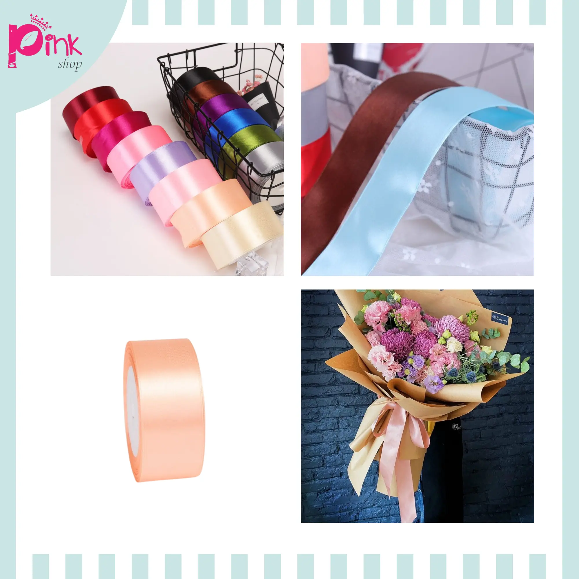 Ruy Băng Lụa Satin Trơn Chất Lượng Tốt: 4CM x 22,75 m (25Y)/cuộn: Gói hoa/Quà tặng/Trang trí sinh nhật–PK0048