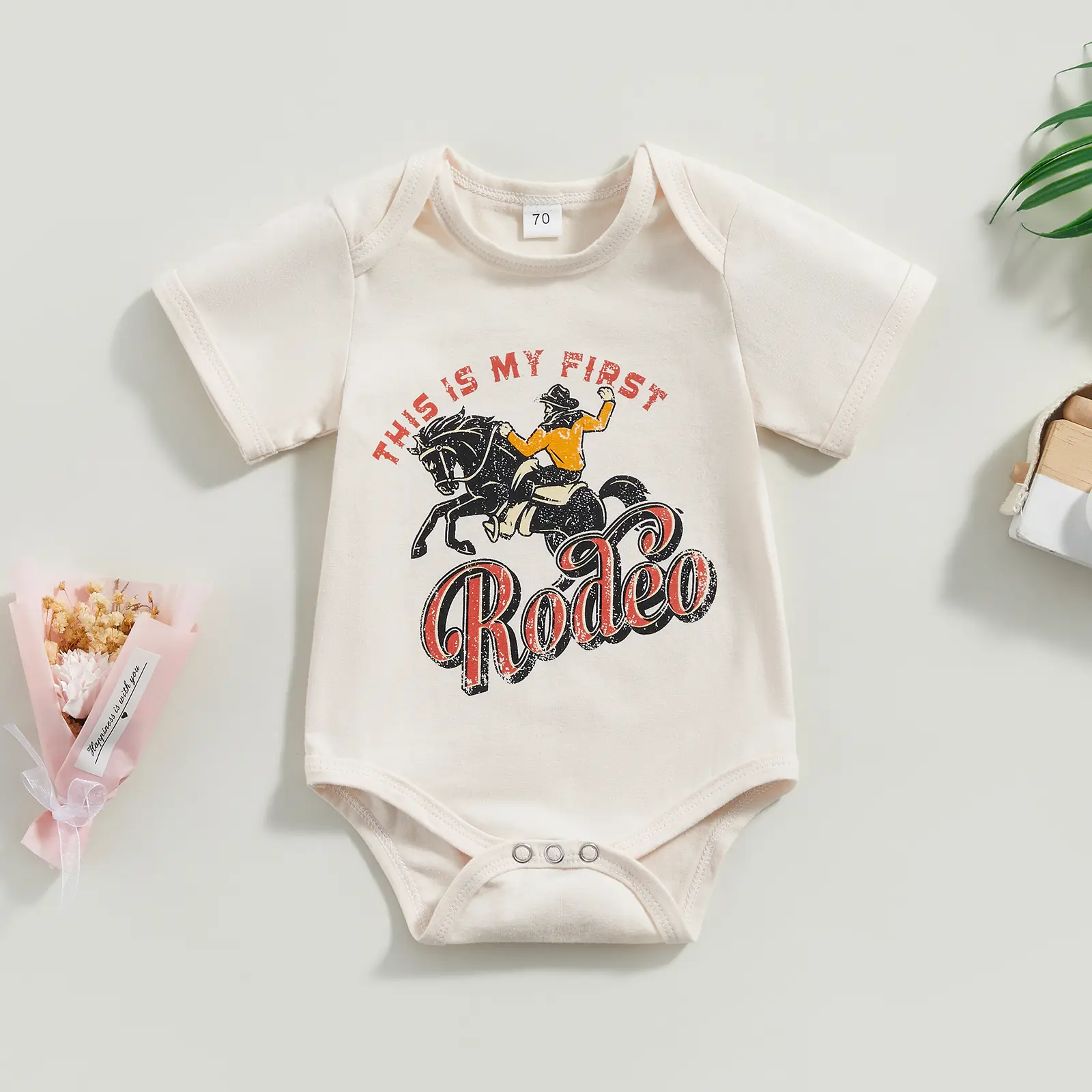 Baby Boys Summer Casual Romper Short Sleeve O Neck Letter Horse Print Loose Playsuit Recommended age:0-12 Months