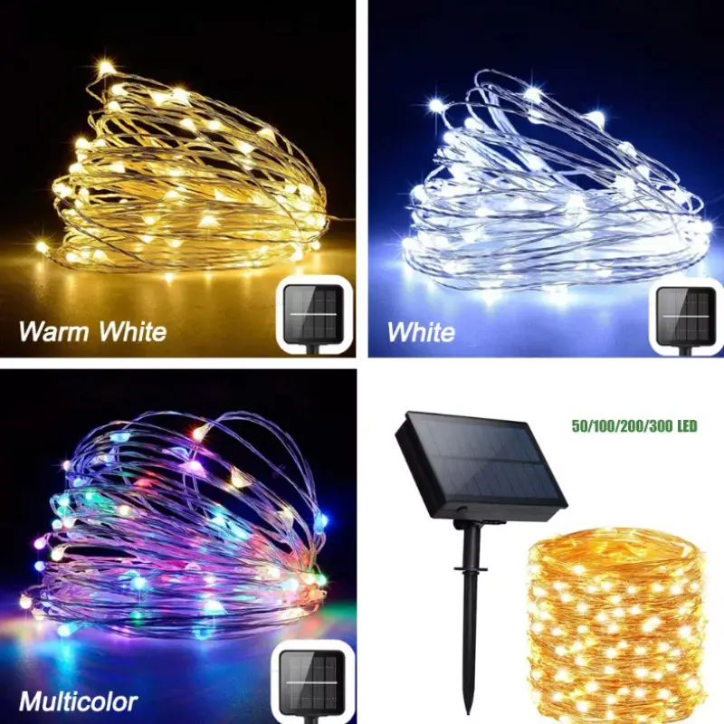 Solar String Led Light Outdoor Ramadan Hari Raya Decoration 2024 Waterproof Outdoor Decor 5/10/20m 50/100/200 Led 8 Mode Solar Copper Wire Light String