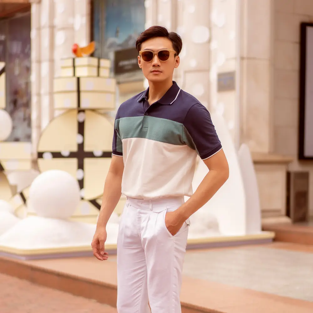 Áo Thun Nam Cotton Trắng Phối F2 FASHION AND FREEDOM TC409-TRẮNG PHỐI