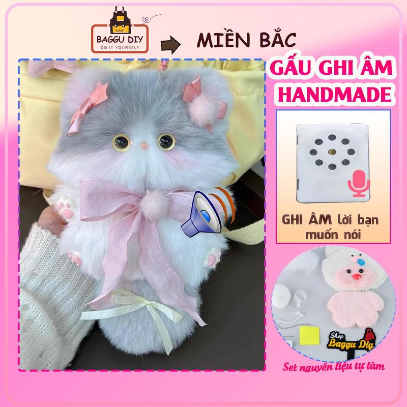 Set nguyên liệu tự làm Gấu Ghi Âm Giọng Nói bộ phụ kiện DIY món quà handmade ý nghĩa làm Móc Khóa tặng bạn bè crush,... dịp Sinh Nhật Lễ Noel Tết Valentine,...Kèm video hướng dẫn chi tiết - Baggu DIY Móc Khoá Nữ Women