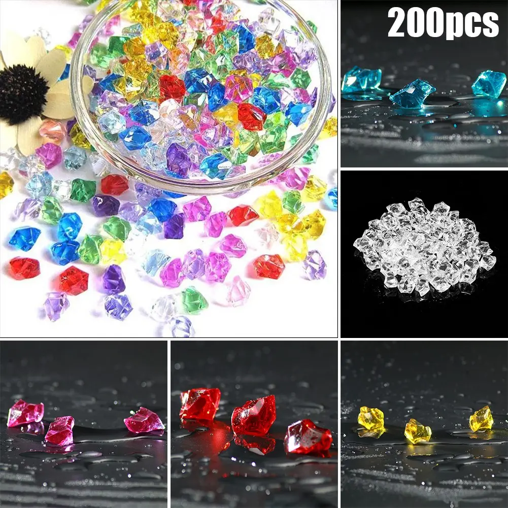 200pcs Acrylic Crystal Gem Stone Ice Rocks Vase Plant Hydroponic Decoration Fish Tank Accessories DIYJewelry Decoration