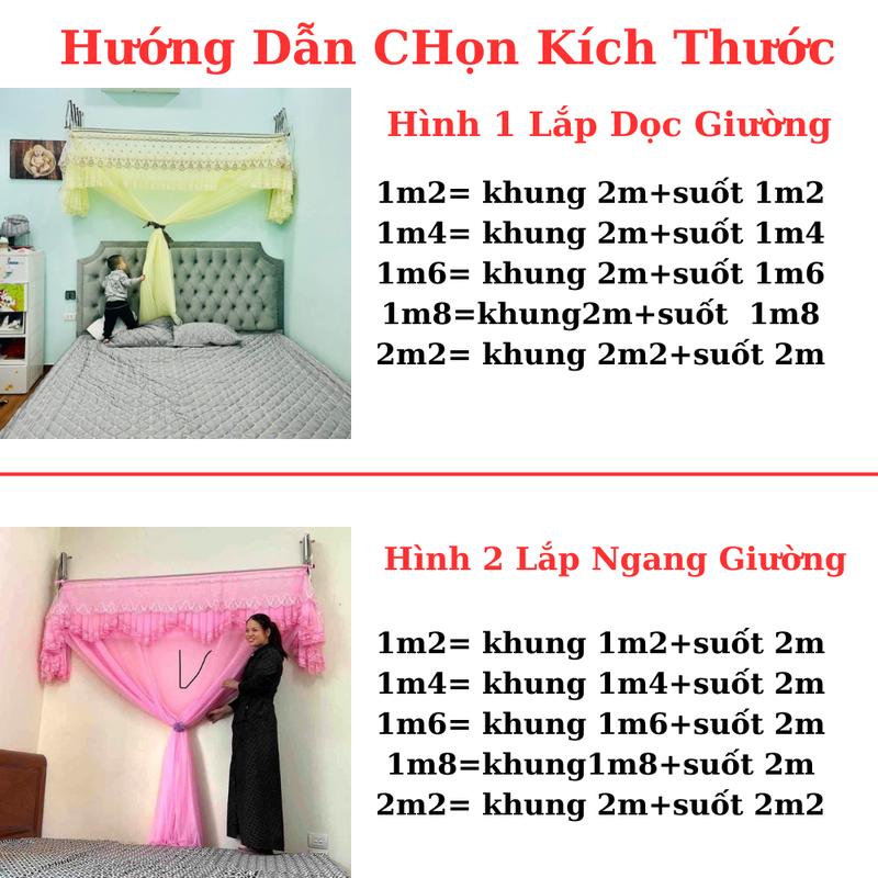(TRỌN BỘ) Màn Khung Xếp Gọn , TIẾN ĐẠT Bảo Hành KHUNG 12 Tháng, Tặng Kèm Vít Nở , Nơ Buộc, Vải Tuyn Cao Cấp, KHUNG CHẮC CHẮN 2