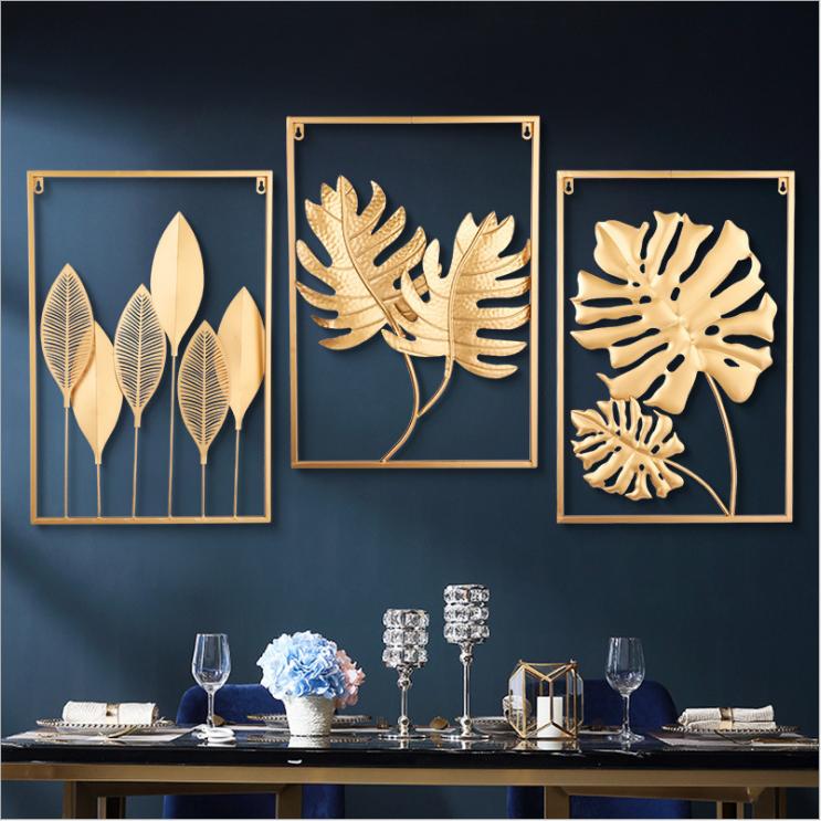Product Introduction of 60cm*40cm Metal Wall Decor with Square Frame, Gold Leaf Artwork, Nordic Style, Hangable - Hanging 16