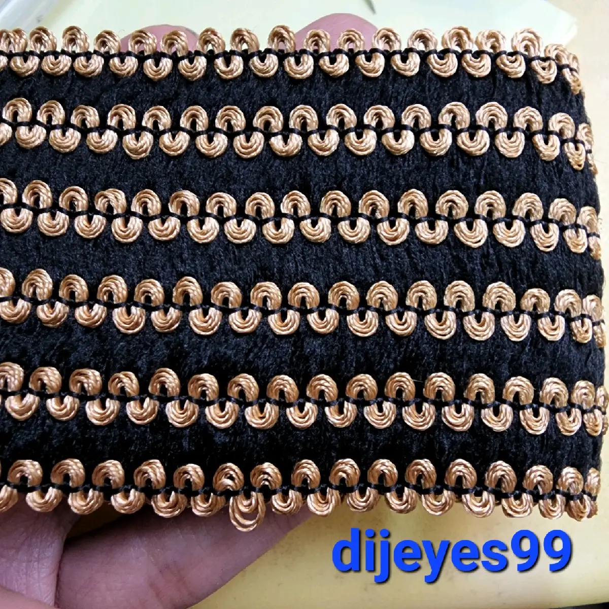Renda Elastis Lebar 6 cm ( per Meter ) / Renda Karet Elastis / Biku Emas 6cm / Jelujur sisik emas / jalur emas / renda emas / renda hitam emas / Karet halus / karet foe / karet bandana / ban pinggang / Renda / list manset / list bawah jaket