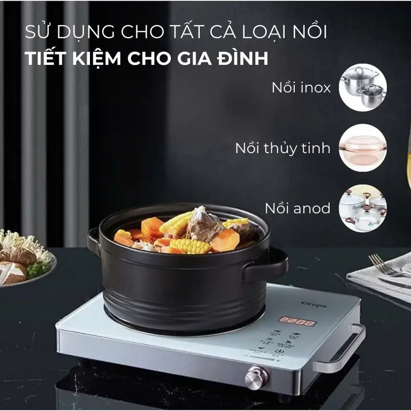 Bếp Hồng Ngoại TATAMI Đa Năng Công Suất Cao 3500W Không Kén Nồi Không Bức Xạ - Tiết Kiện Điện-Dùng Tất Cả Các Loại Nồi bếp  đun  nước  pha  trà bếp  điện  từ  mini bếp  điện  hồng  ngoại bếp  điện  đa  năng 2