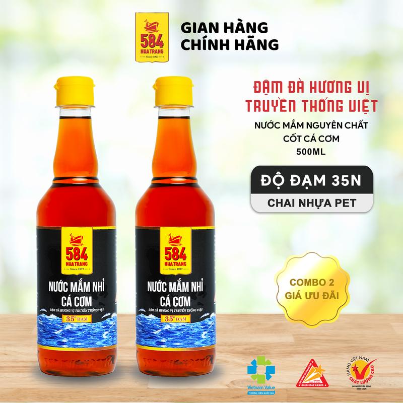 Nước Mắm 584 Nha Trang - Combo 2 Chai 35 Độ Đạm - Chai Nhựa 500ml