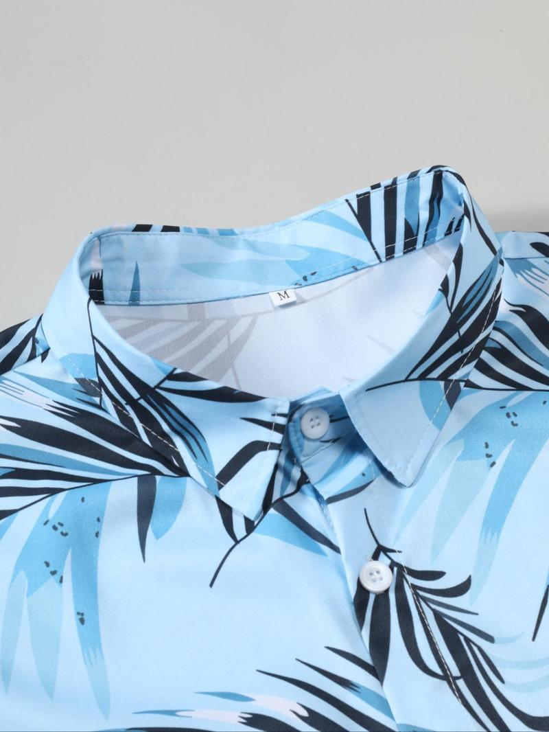 Product Introduction of Men's All Over Print Short Sleeve Shirt, Regular Fit Casual Button Closure Top for Summer, Men's Clothes for Beach Vacation 3