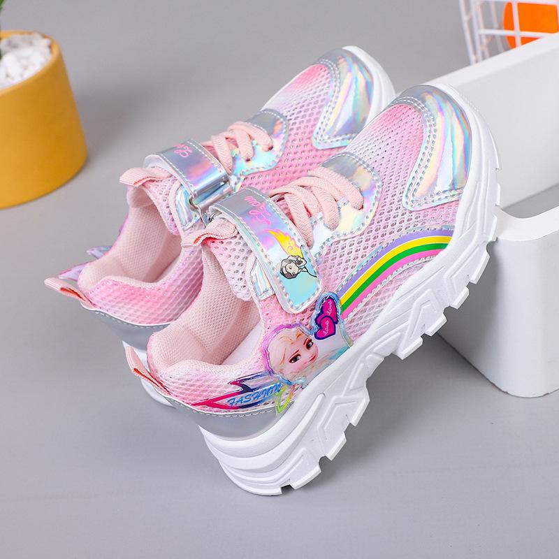 Giày thể thao bé gái hình Elsa cầu vồng Giày đi học trẻ em gái Thoáng khí Êm chân Dép cho bé gái TH120
