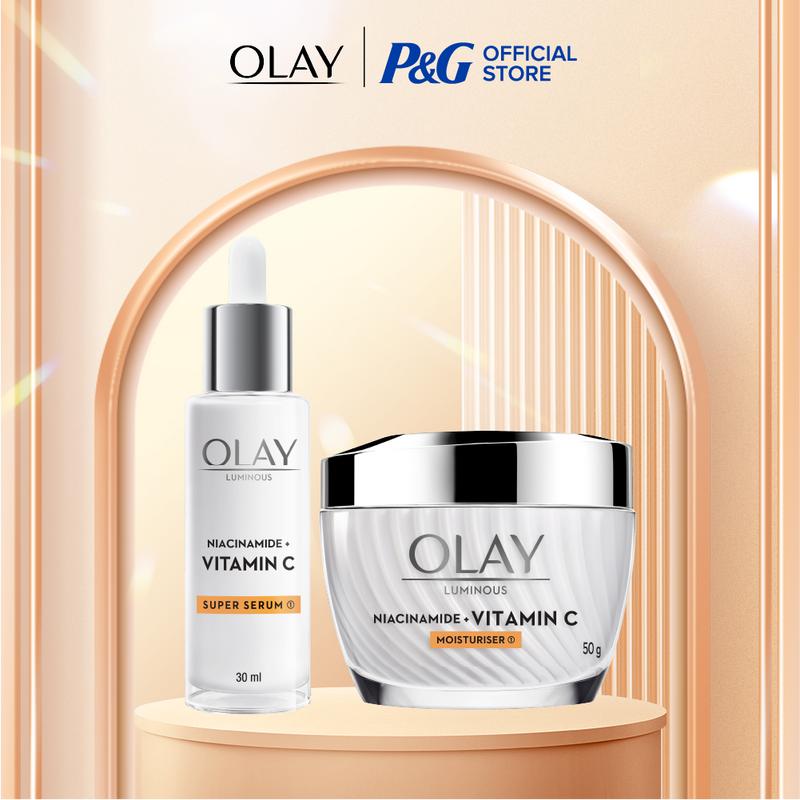 [Độc Quyền KOC] Combo 2: Kem Dưỡng Và Super Serum OLAY Luminous Niacinamide & Vitamin C Giúp Mờ Vết Thâm, Đốm Nâu, Dưỡng Sáng Da (50G+30ML)