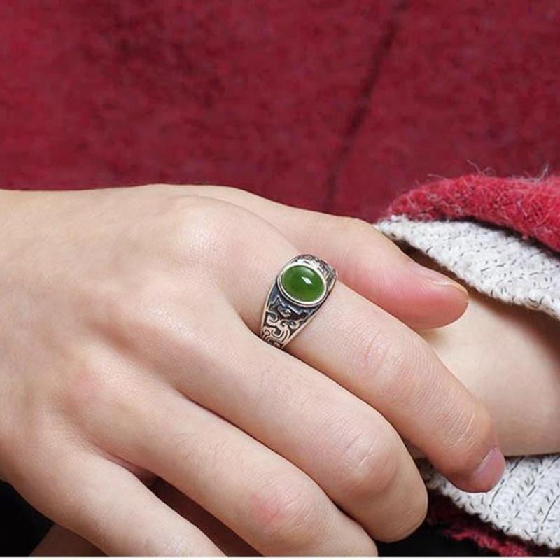 Nhẫn Tay Màu Xanh Lá Cây Cổ Điển Thời Trang, Bông Tai dễ phối đồ Thiết Kế Cá Tính Cho Nam 2